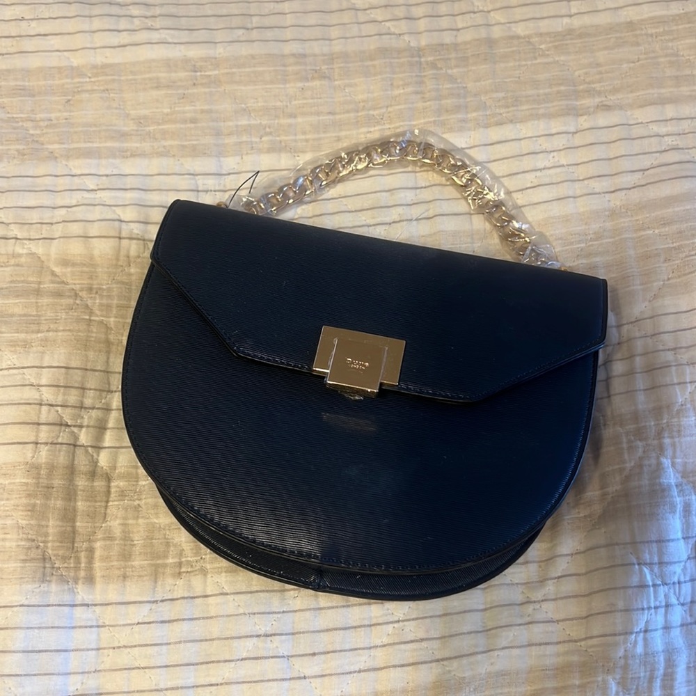 BNWT Dune London navy blue purse with gold chain strap!